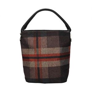 Duża torba David Jones z motywem w kratę 5246-1 BROWN