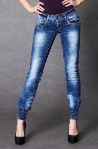 4008-1 Jeansy, alladynki ze ściągaczem na nogawce - jeans