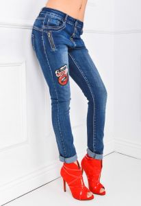 Rurki ciemny jeans naszywki
