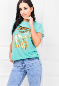 T-shirt oversize złote napisy modele