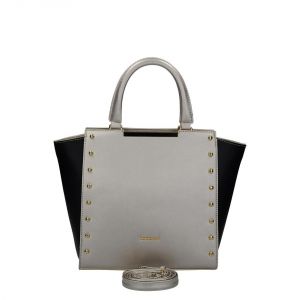 Srebrna nowoczesna stylowa torba Monnari z czarnymi wstawkami BAG W17 0550-022
