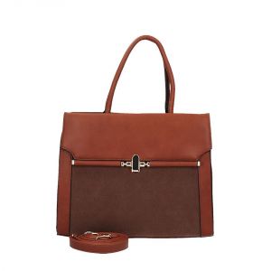 Kamelowa stylowa torba kuferek Schilo Jolie z paskiem D 1171 CAMEL
