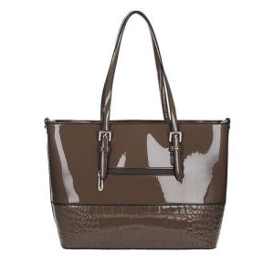 Lakierowana szykowna oryginalna torba Flora & CO w odcieniu taupe 5701 TAUPE