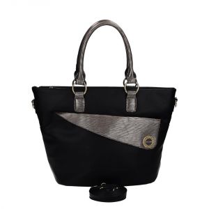 Czarna modna torba shopperka z oryginalną kieszenią BAG W17 2840-M20