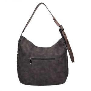 Szara duża stylowa torba worek Styline z plecionym detalem P 1019 GRIS