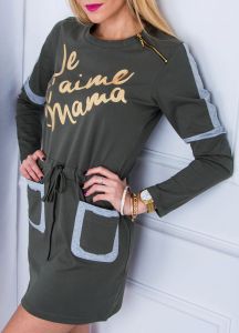 -30% SALE Tunika nadruk \Je\'taime mama\ sznureczek kieszenie