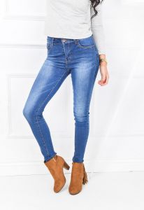 Ciemne rurki jeans wysoki stan