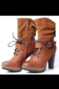 4021-1 Buty/kozaki zawiązywane - camel