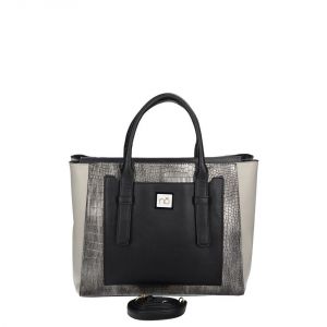 Stylowa czarna elegancka torba Nobo z motywem skóry węża z paskiem NBAG-C0260-020