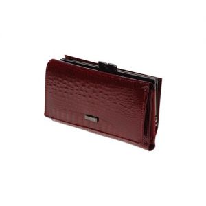 Czerwony szykowny lakierowany portfel damski Loren zapinany na bigiel 55020-RS RED FK-005