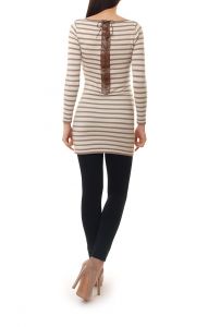 -35% SALE Sweter w paski wiązany