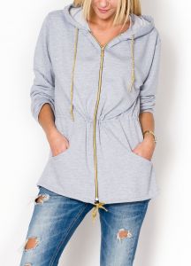 Bluza oversize złoty zamek i sznurówki