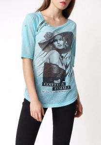 SUPER SALE Cotton bluzka z nadrukiem kobieta