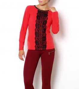 -20% SALE Stylowa bluzka bawełania koronka