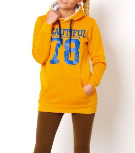 -20% SALE Długa bluza z kapturem nadruk