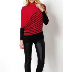 Golf nietoperz sweter tunika paski