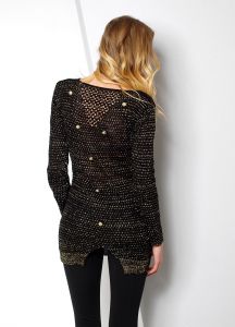 -40% SALE Sweter ażur guziki